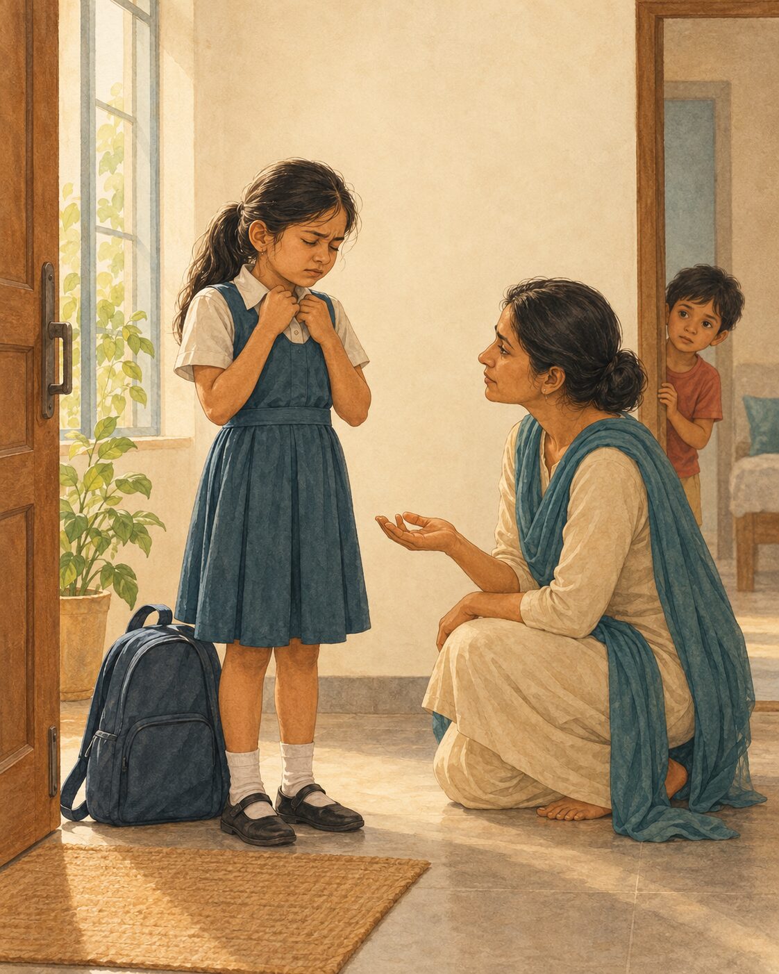 Ananya, home at last after a long day of holding it together.