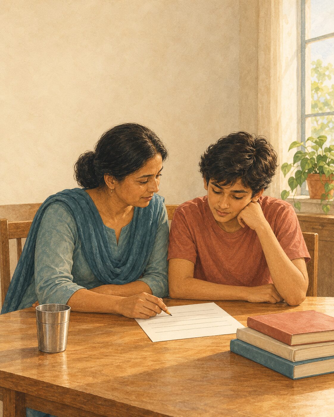 Rohan and his mother, planning the exam months together.