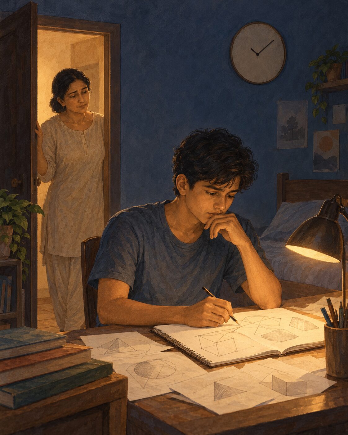 Rohan awake long past midnight, full of plans, while the house sleeps.