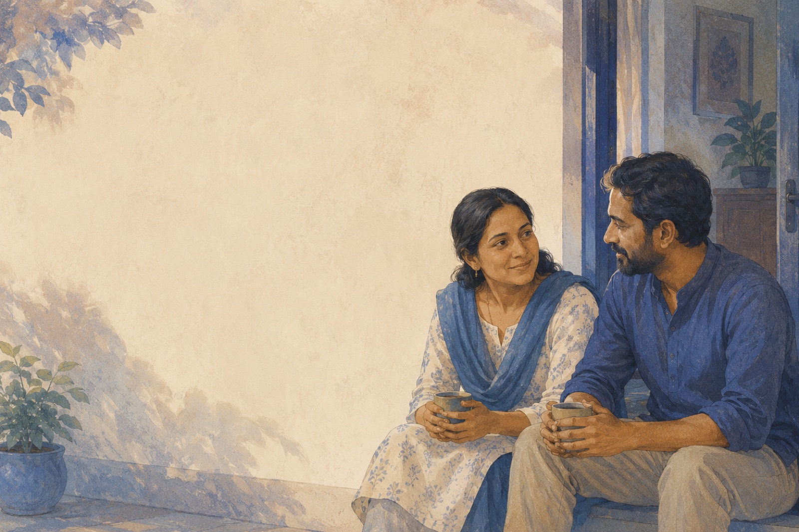 An ordinary Indian couple in honest, dignified partnership.