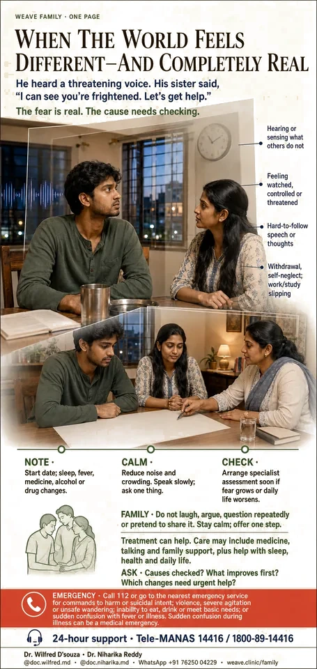 One-page guide to unusual experiences: what they can look like, how to stay calm, and when a specialist assessment is needed.