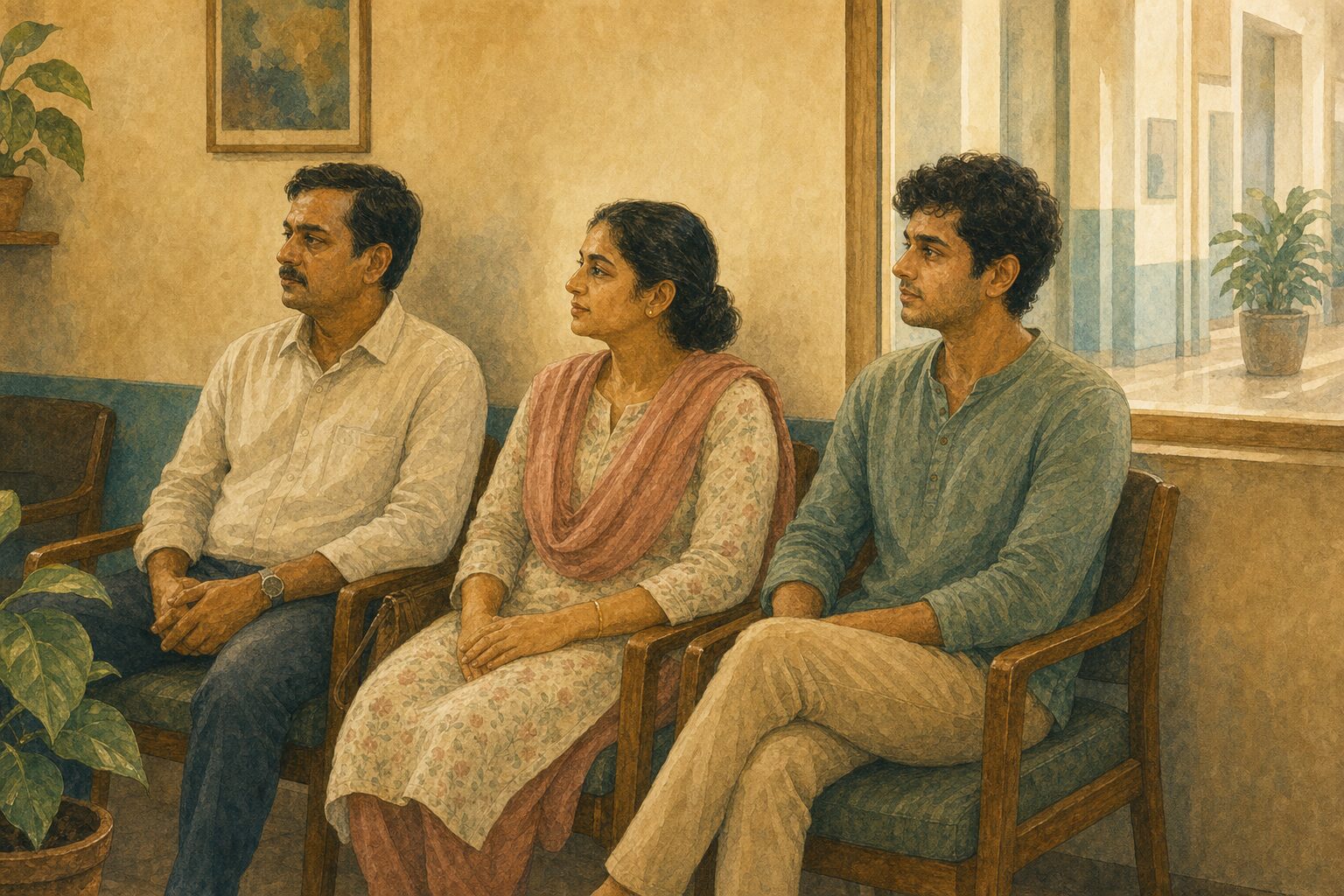 एक सेशन में रोहन और उसका परिवार, इसका सामना एक ही तरफ़ खड़े होकर करना सीखते हुए।
