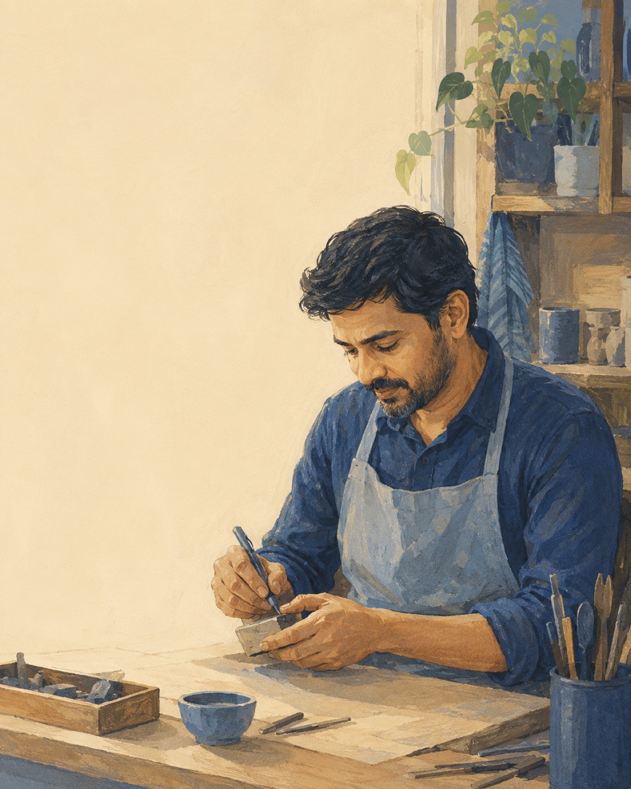A whole person, capable and absorbed at their work.