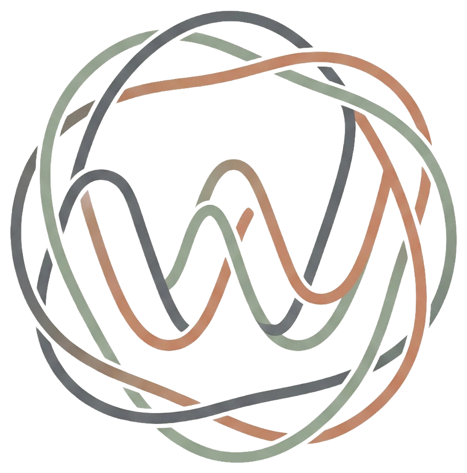 The hand-drawn Weave logomark made from crossing threads