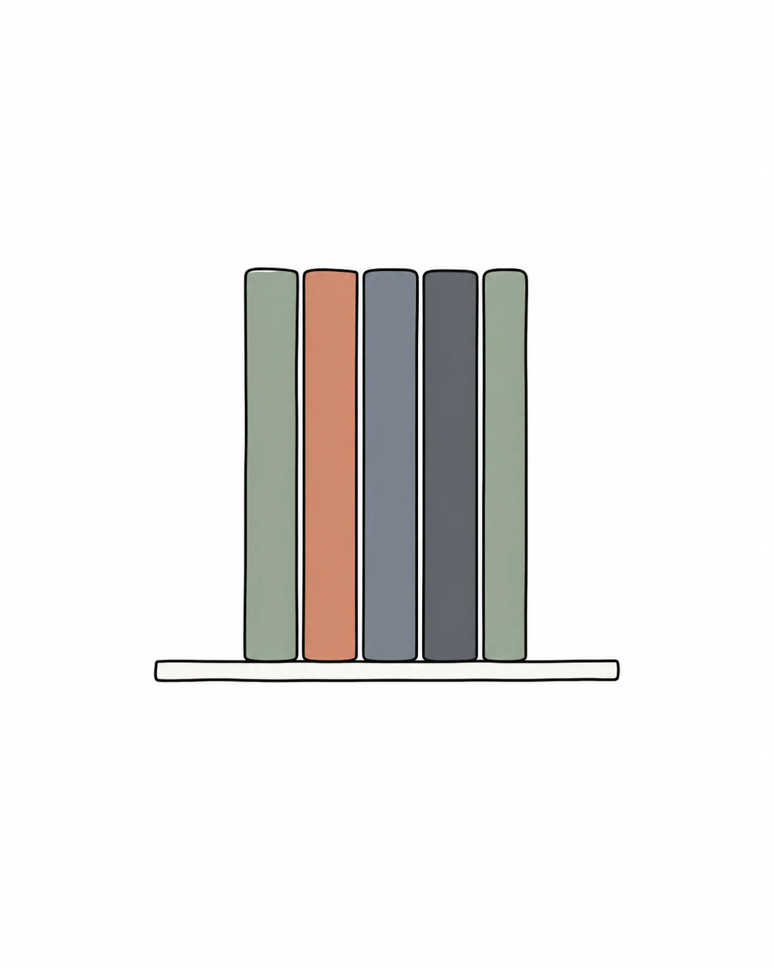 Five Family Library booklets in thread colors