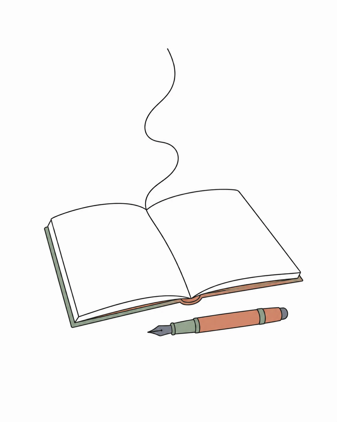 Pen beside a quiet rising thread