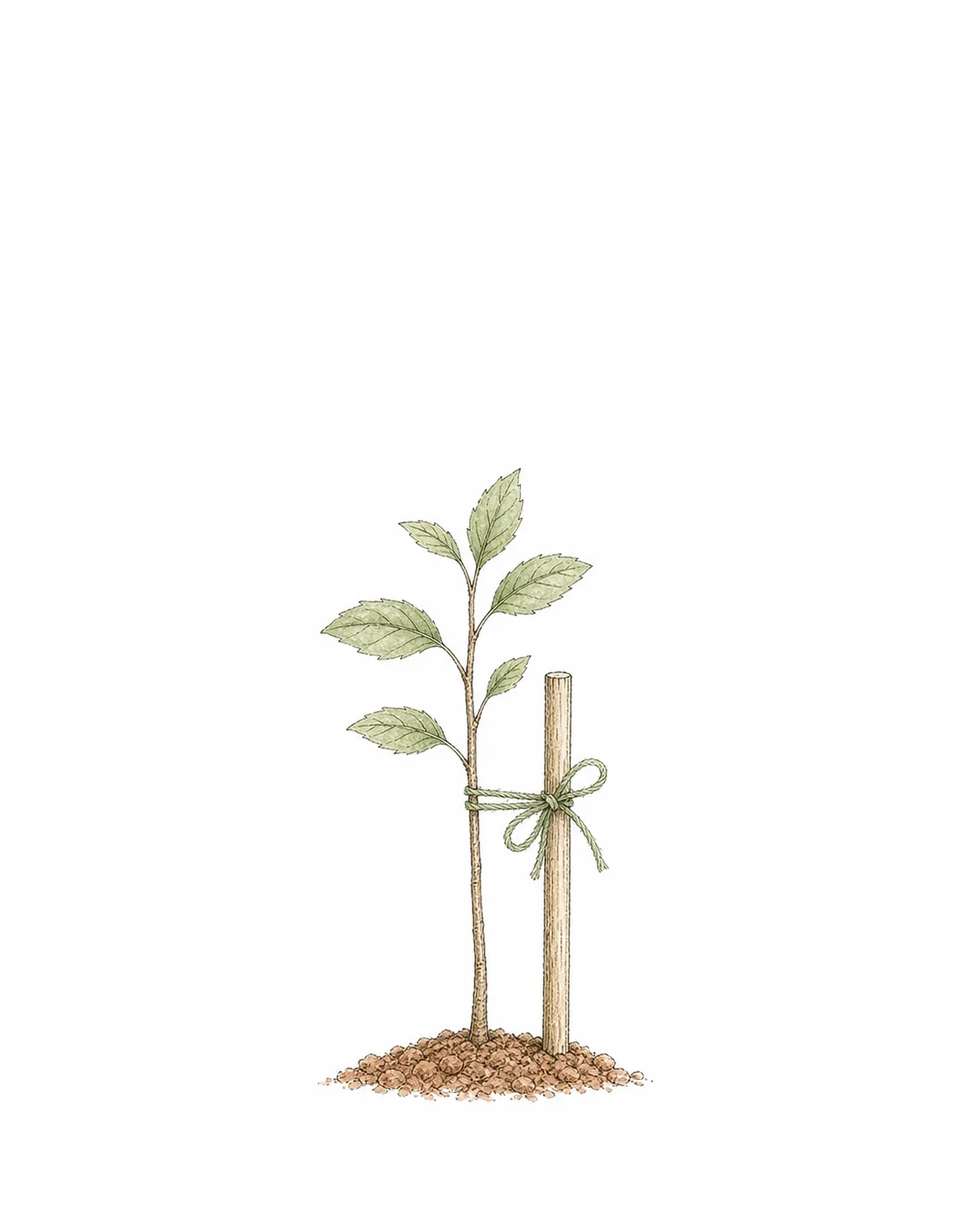 Abstract illustration of nurturing hands with seedling