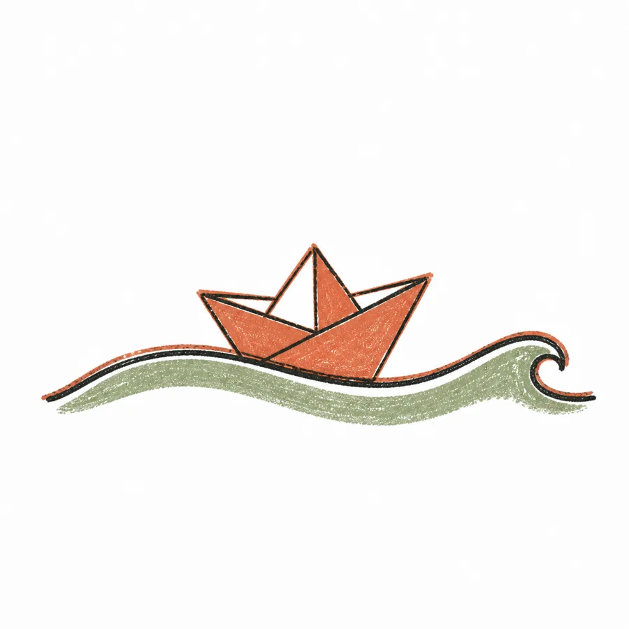 paper boat on a wave