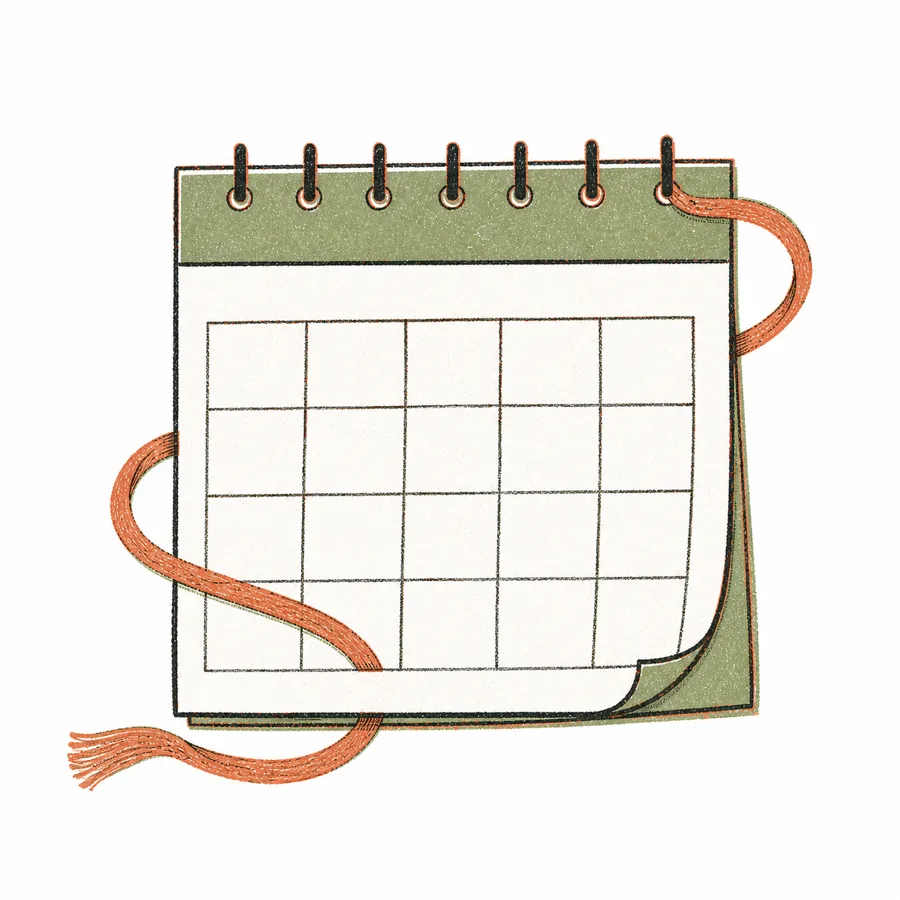 calendar with thread bookmark