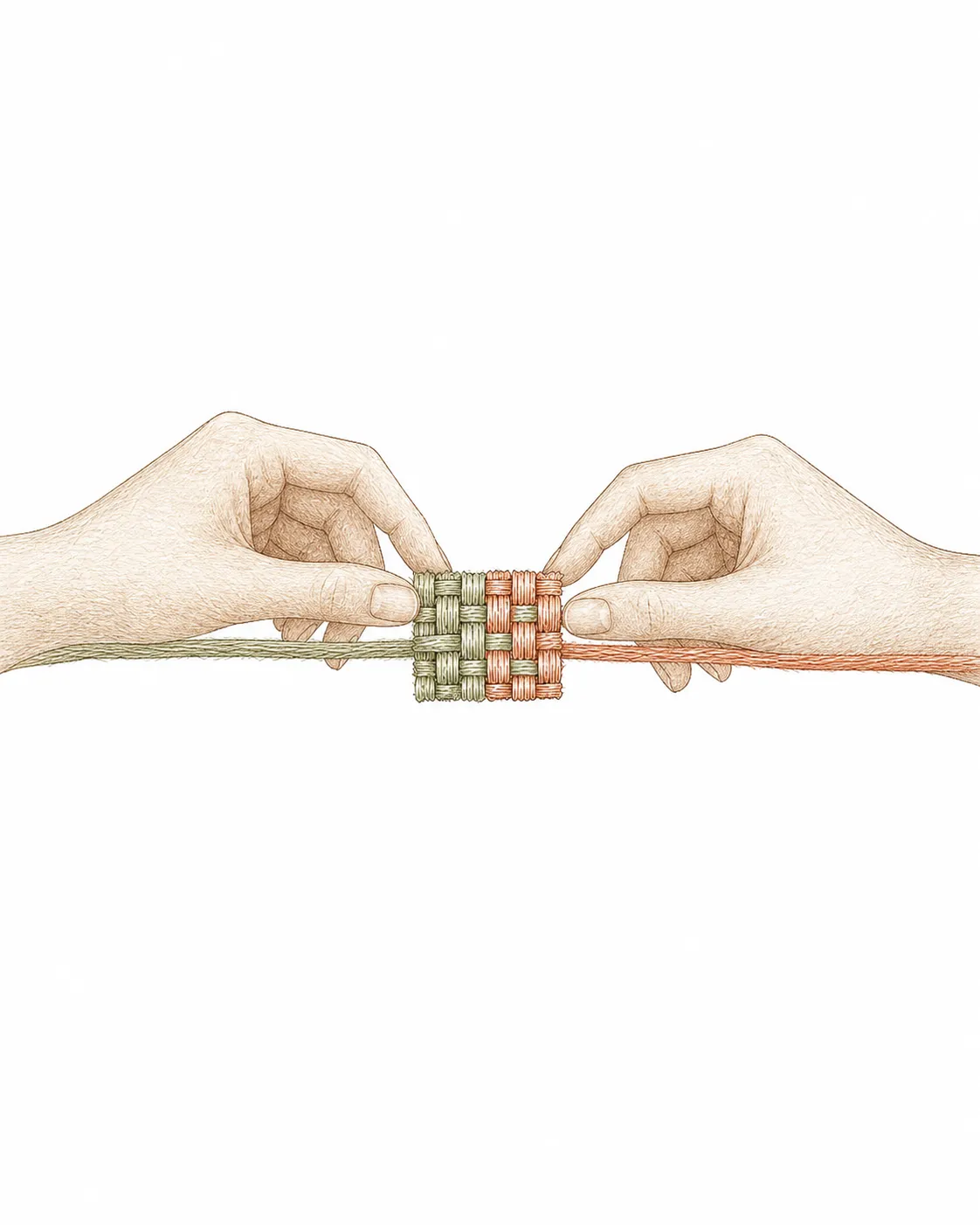 Two hand-drawn hands reaching towards each other