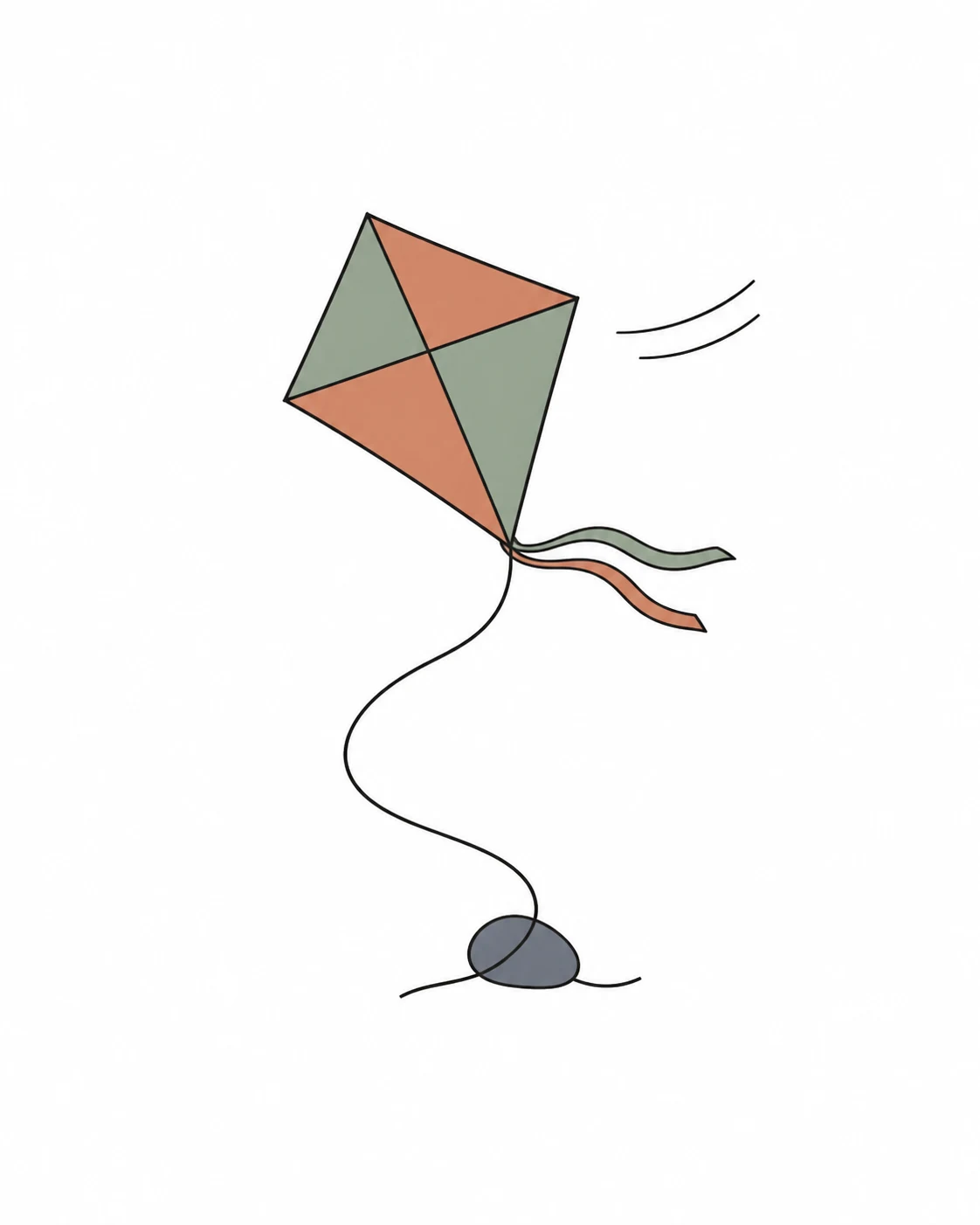 Kite string caught on a stone